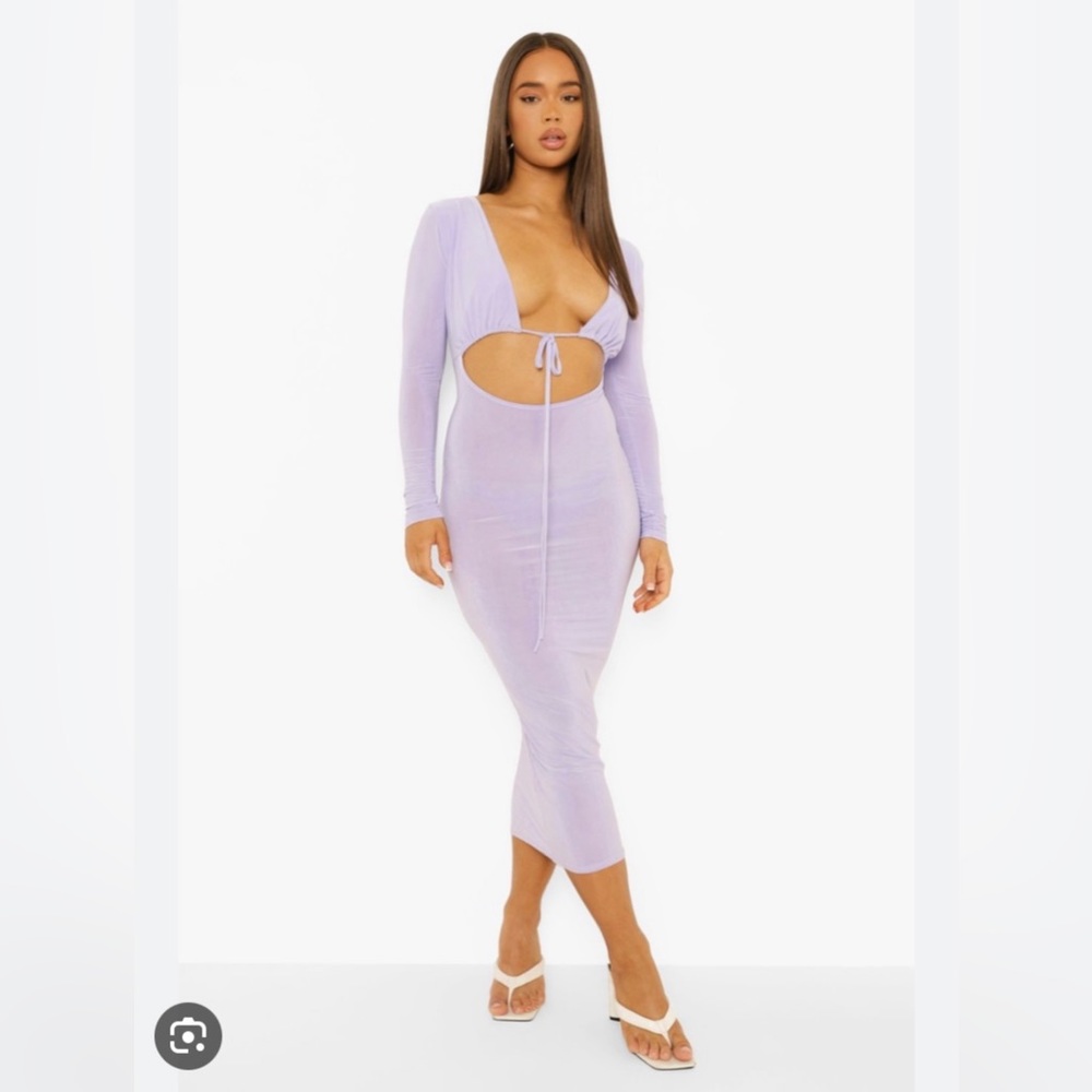 Boohoo Lavender Midaxi Cutout Dress